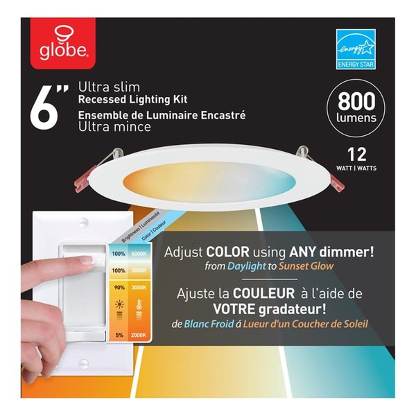 Globe Electric Ultra Slim White 6 in. 12W Plastic LED Recessed Lighting Kit 3001860